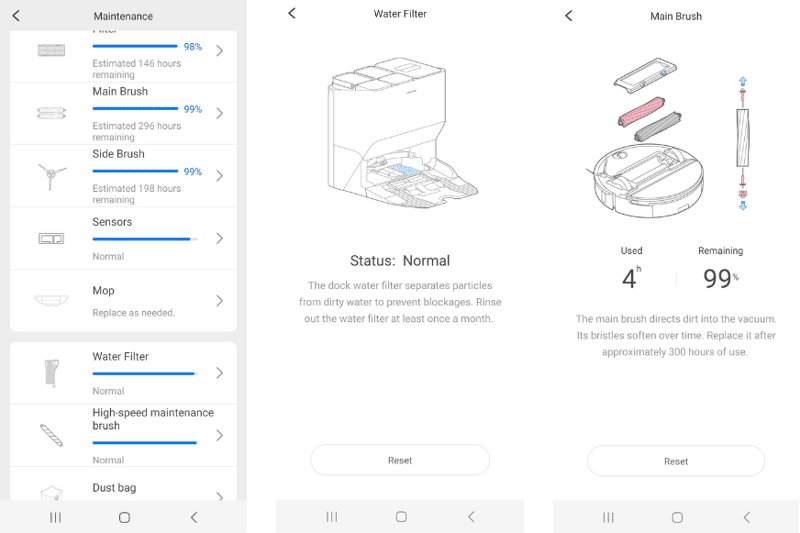 Maintenance instructions on the Roborock app